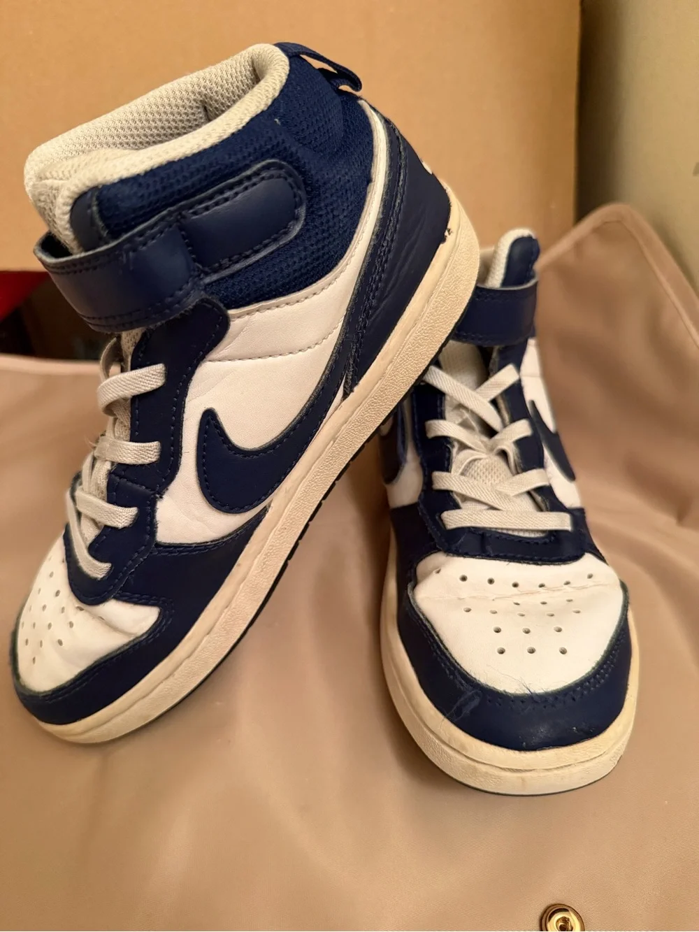 Nike Kids High-Top Sneakers in Navy and White